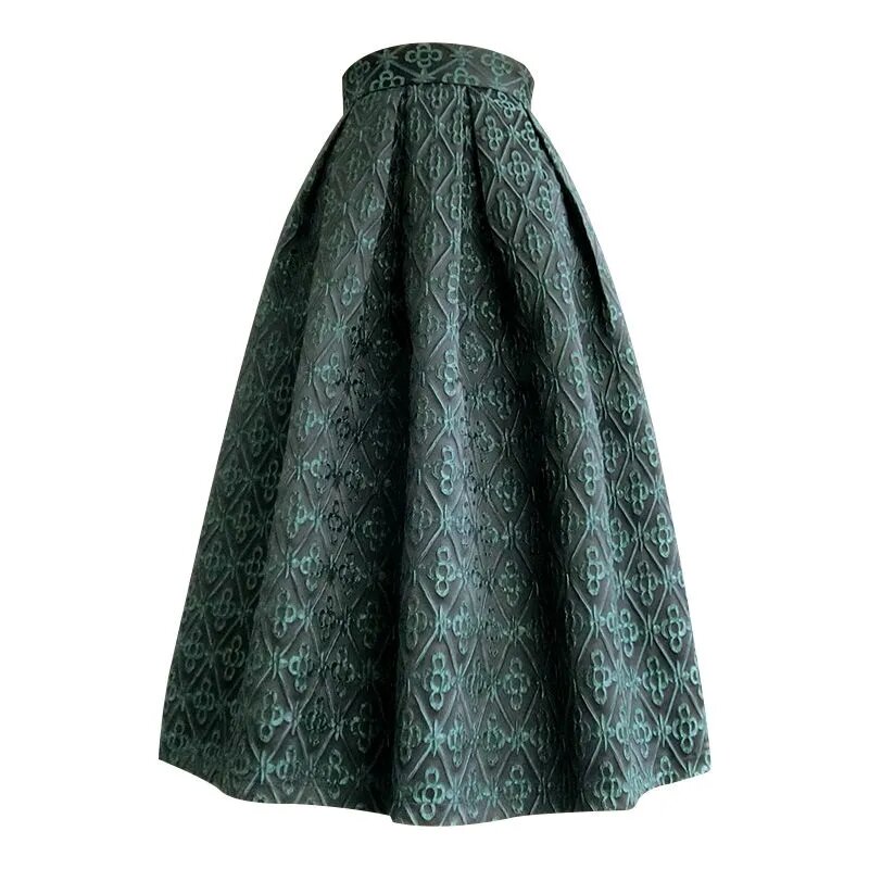 Женская винтажная плиссированная юбка миди, элегантная Жаккардовая юбка в стиле Хепберн с завышенной талией, винтажный фасон, весна-осень 2023