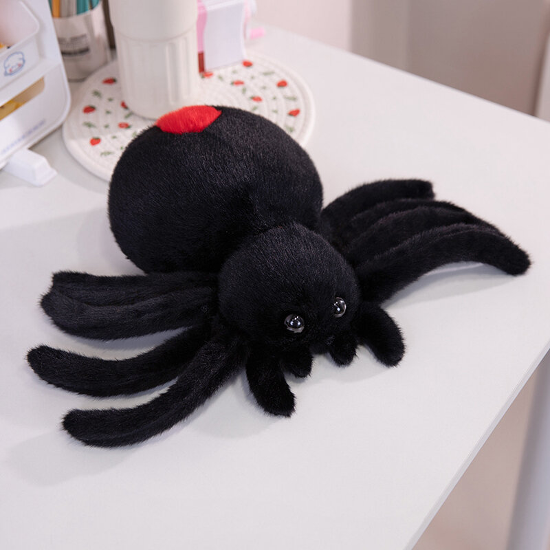 Peluche de araña negra realista para niños, Animal de peluche suave, dibujos animados, regalo de Navidad