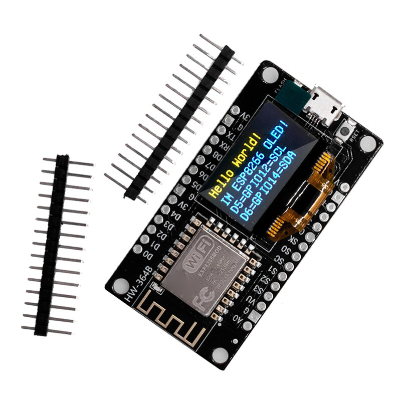 NodeMCU Placa de desarrollo ESP8266 con pantalla OLED de 0,96 pulgadas, módulo de controlador CH340 para programación Arduino IDE/Micropython