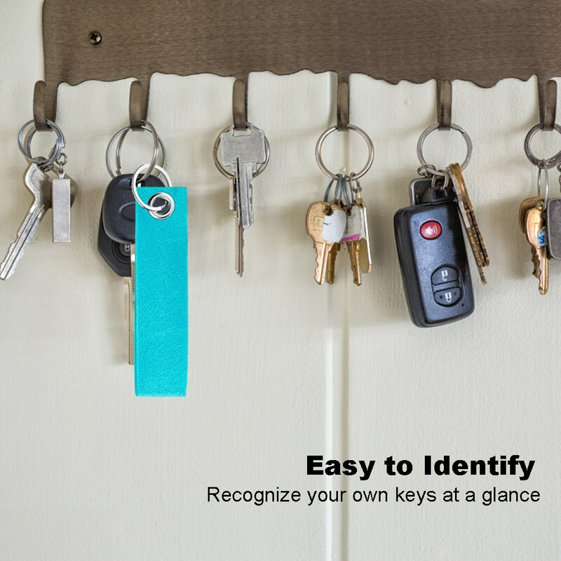 20pcs Portable Felt Keychain Car Key DIY Decoration Visible Craft Colorful Metal Key Rings Home Decor Keyring