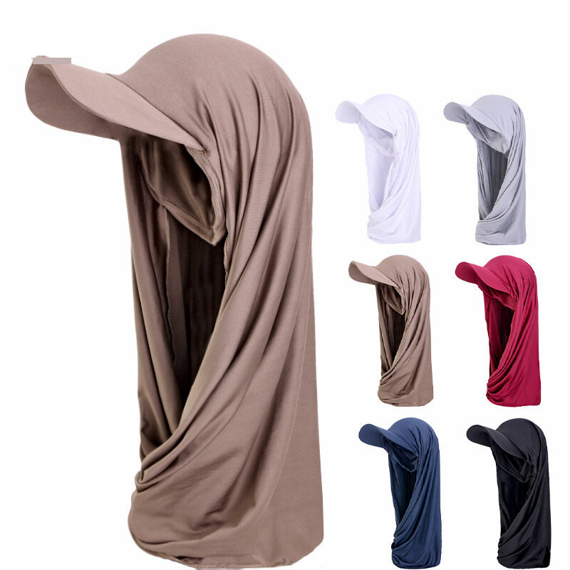Ready To Wear Instant Hijab With Baseball Cap Jersey Scarf Muslim Hijab Shawls Bonnet Summer Sport Hat Underscarf Headscarf Wrap