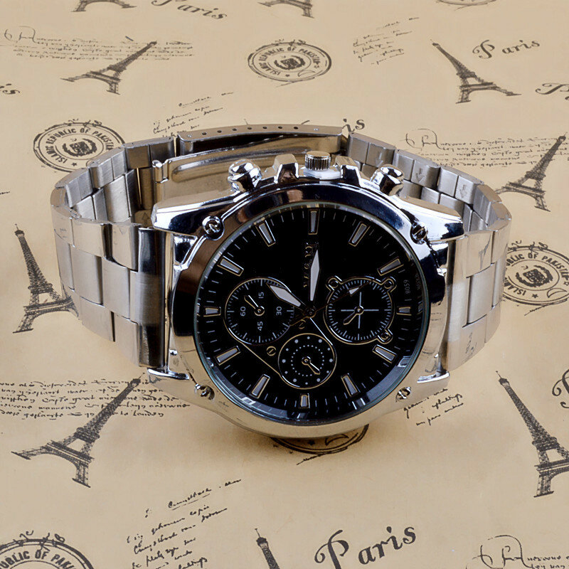 Reloj De cuarzo deportivo Para Hombre, pulsera redonda De acero inoxidable con diseño luminoso, a la moda, Para negocios