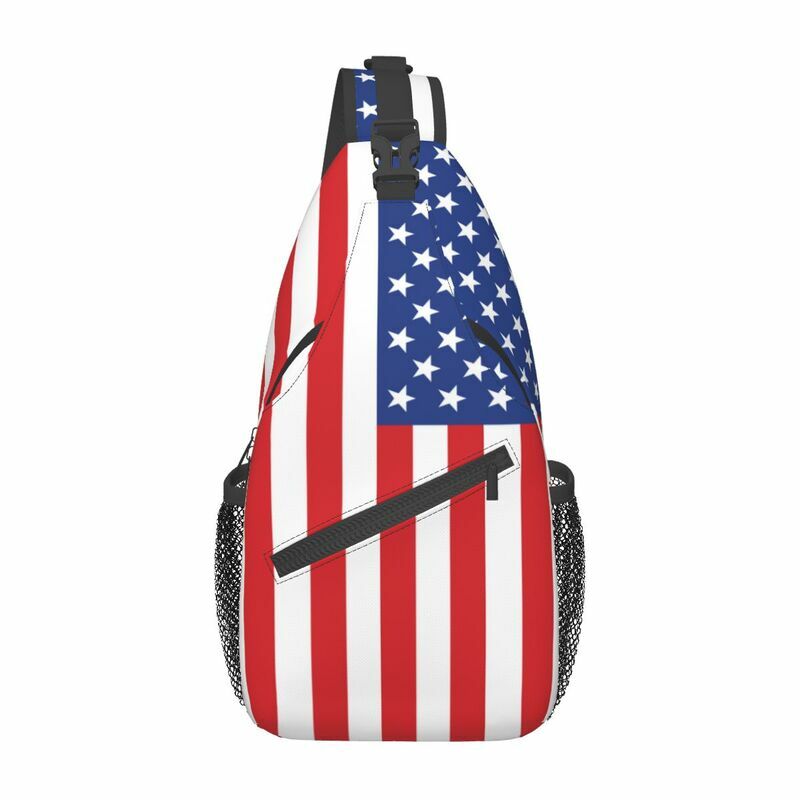 Mochila Crossbody Sling personalizada para homens, Bandeira americana dos EUA, Estados Unidos Estrelas, Bolsa de ombro no peito para ciclismo, Camping Daypack