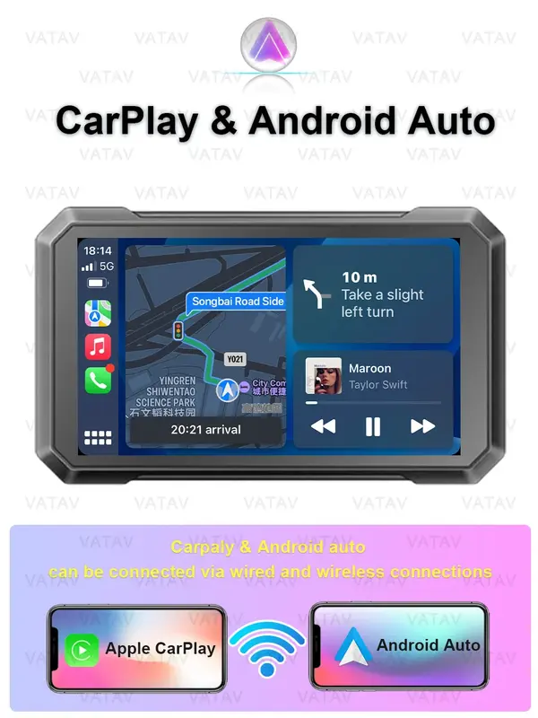 Специальный навигатор для мотоцикла C7 PRO, 7-дюймовый портативный навигатор с поддержкой CarPlay, на базе Android, с автоматическим сенсорным управлением, водонепроницаемость Ipx7, Sunsceen