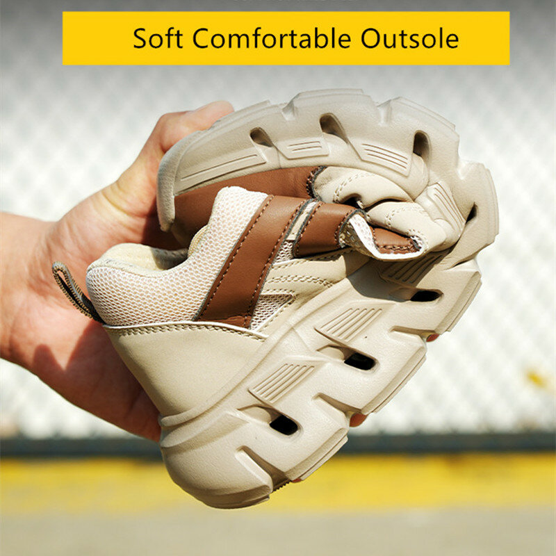 รองเท้าทำงานกันลื่นของผู้ชายรองเท้าเพื่อความปลอดภัยน้ำหนักเบา, รองเท้าผ้าใบทำงานหัวเหล็กระบายอากาศรองเท้าเพื่อความปลอดภัยฤดูร้อน
