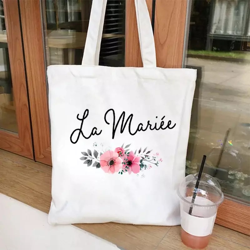 Evjf Future Mariee Bag Temoin De La Mariee Bachelorette Tote Bags Women Handbag Flower EVJF Shopping Bag for Bachelorette Party