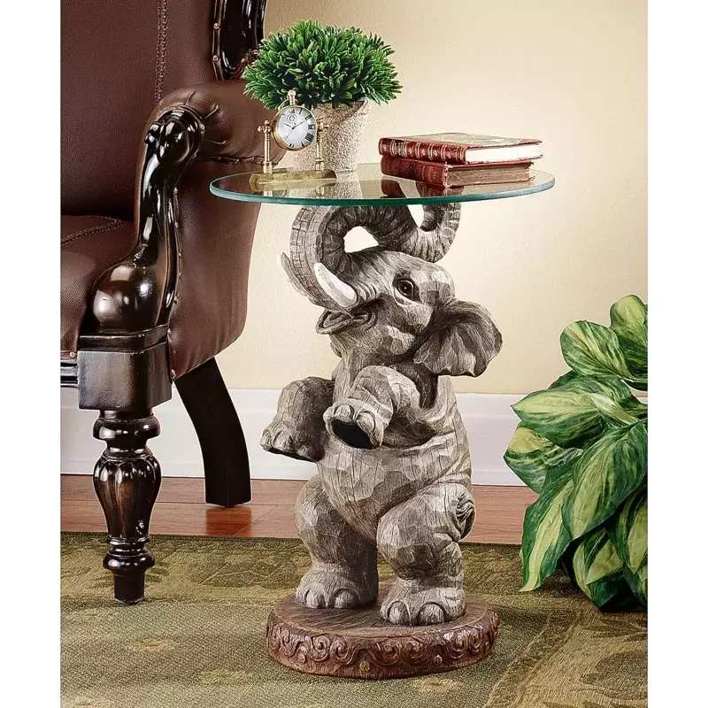ออกแบบ Toscano Good Elephant Glass-topped Table, 16 "เส้นผ่านศูนย์กลาง X 21 ½" สูง