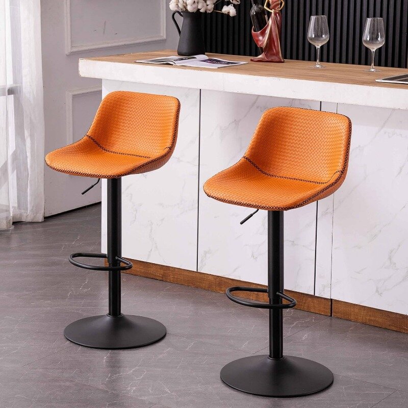 Stołki barowe zestaw 2 czarnych regulowanych stołków barowych tapicerowanych stołki stołowe, 3 minuty szybkiego montażu, ładunki do 300 funtów