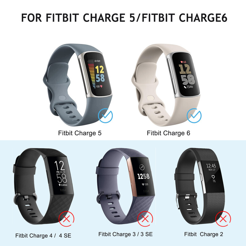 Pulseira ajustável suave TPU para Fitbit Charge 5 e Charge 6, substituição Strap, Correa Wistband