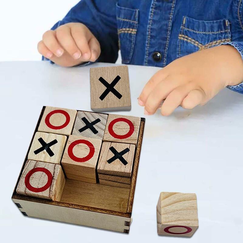 Holz Tic Tac Toe Spiel hand gefertigte Lernspiel zeug Brain Teaser für Reise Goody Bag Füllstoffe Wohnzimmer Unterhaltung