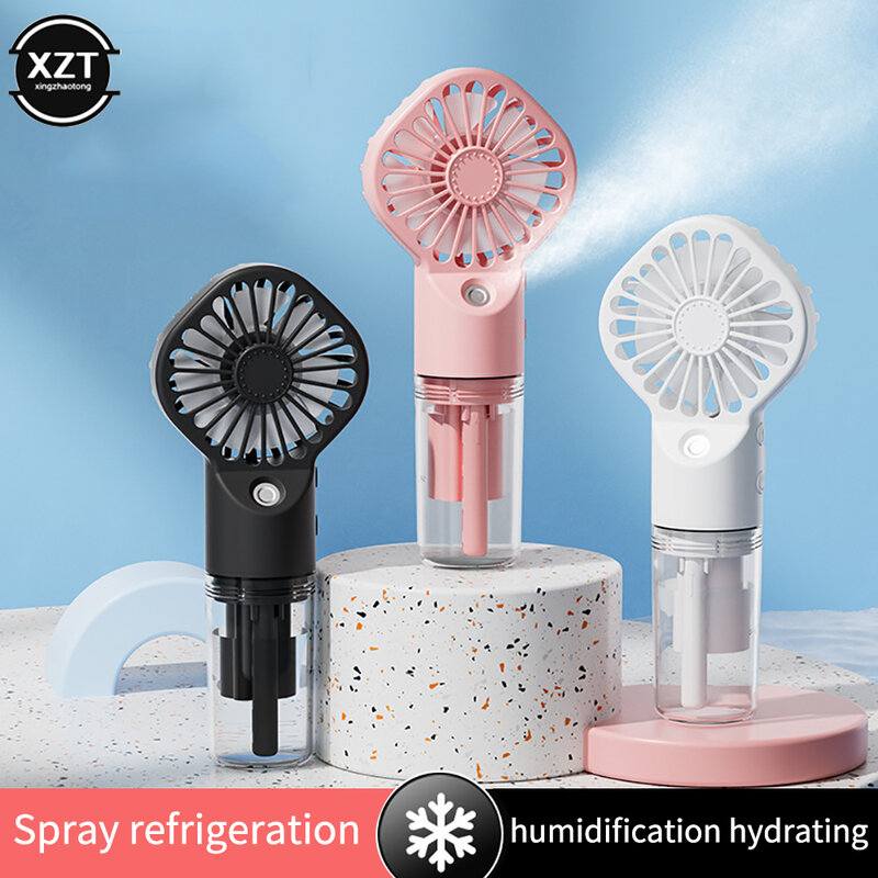 Spray Humidification Handheld Fan USB Rechargeable Turbo Water-Cooled Spray Mini Fan 4 Gear Speed Air-conditioning Mute Fans