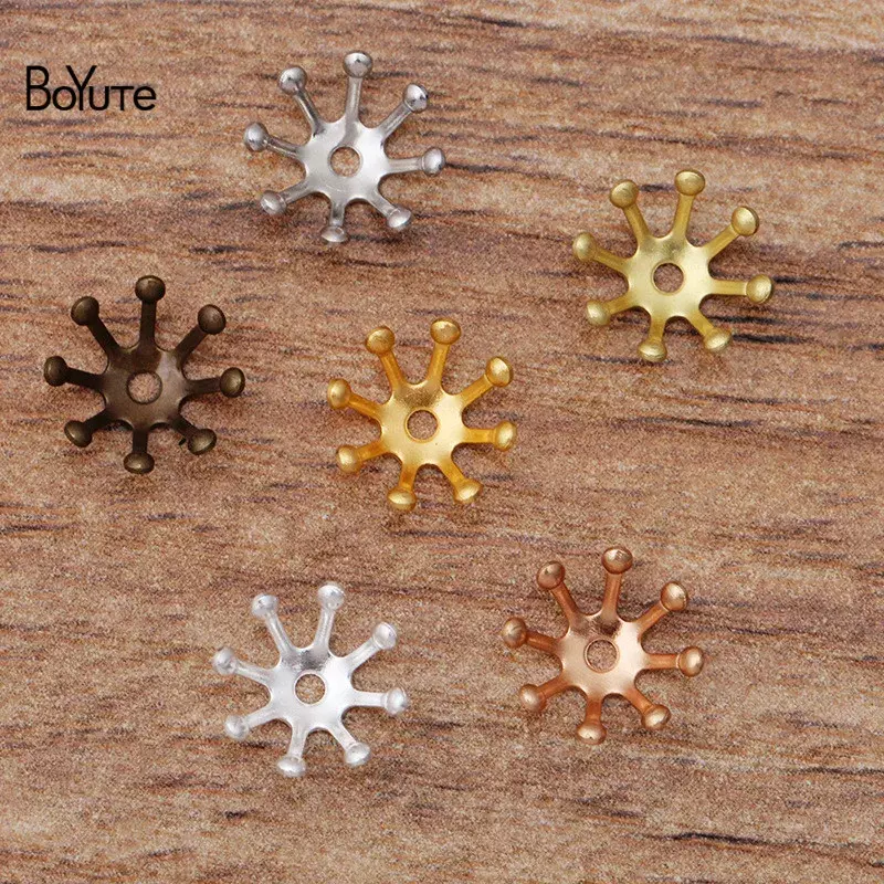 BoYuTe (200 buah/lot) logam kuningan Stamping 10MM bunga benang sari topi manik-manik Diy perhiasan aksesoris bahan buatan tangan