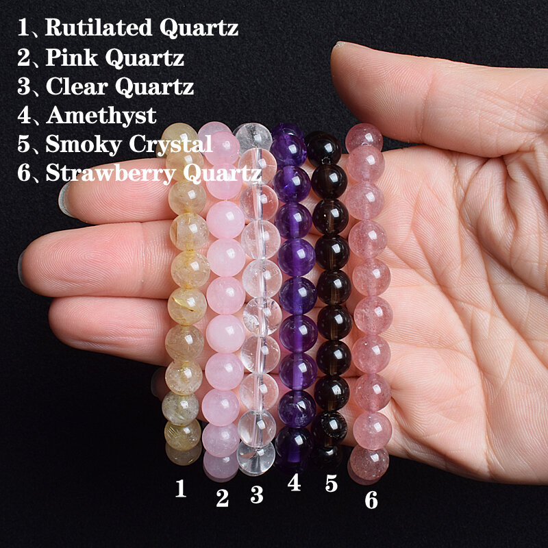 Natural Smoky Quartz Pulseira De Cristal, Alta Qualidade Rodada Beads Pulseiras, Energia de Cura, Cristais De Rocha, Presentes De Jóias, 4-12mm