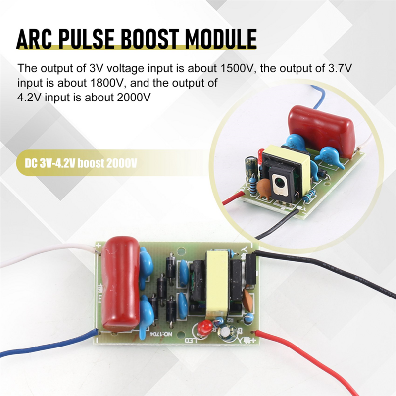 2 Pieces DC-DC 3V-4.2V 3.7V to 1500V-2000V 1800V High Voltage Generator Module Arc Pulse Boost Module Booster