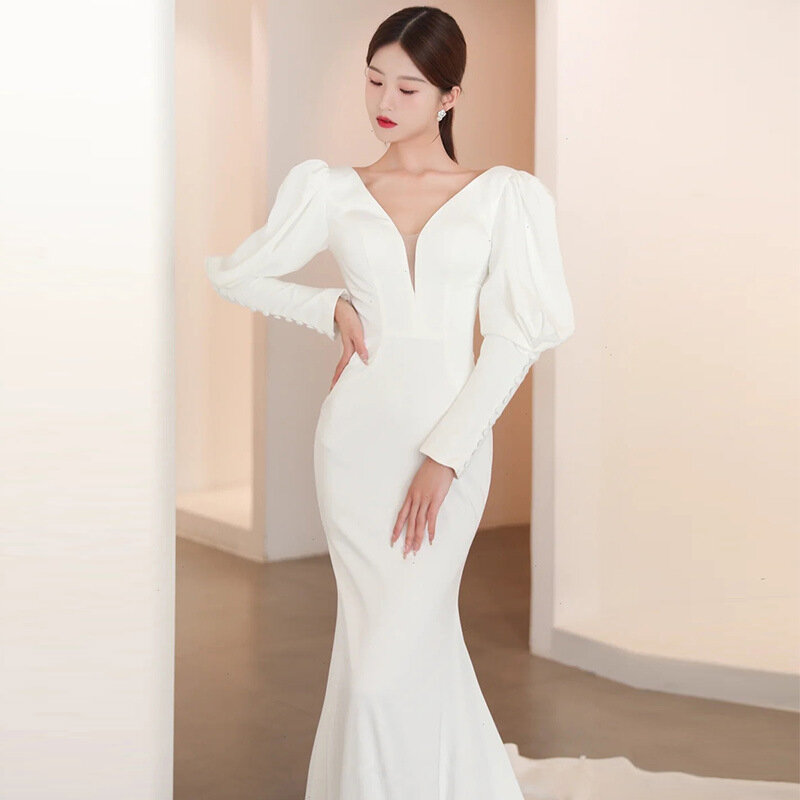 Женское свадебное платье без рукавов It's yiiya, белое платье цвета слоновой кости с V-образным вырезом на завязках на лето 2024
