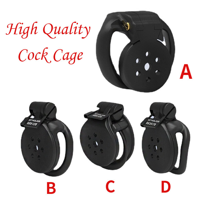 High Quality Small Flat Sissy HT-V4 Chastity Cage Set With 4 Penis Lock Cock Ring Cobra BDSM Cock Cages Sex Toys For Man Gay 18+