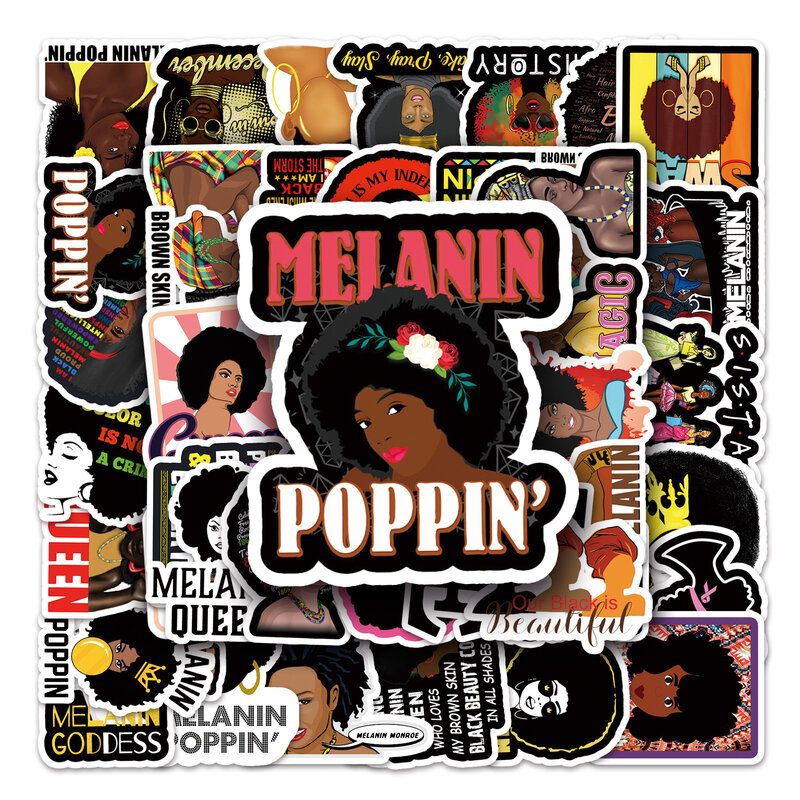 سلسلة ملصقات ملهمة للفتيات السود ، ملصقات جرافيتي ، مناسبة لأجهزة الكمبيوتر المحمول ، خوذات ، ديكور سطح المكتب ، ألعاب ذاتية الصنع ، 50 *