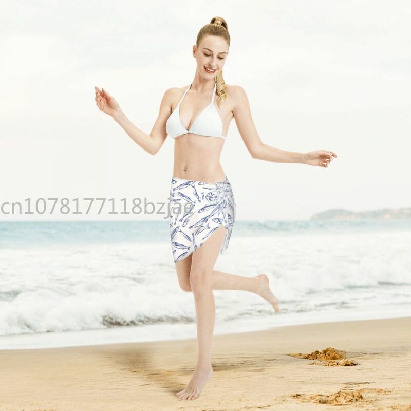Sexy Frauen Chiffon Bade bekleidung Pareo Fisch Meer vertuschen Wickel Kaftan Sarong Röcke sehen durch Beach wear Badeanzug Bikini Vertuschungen