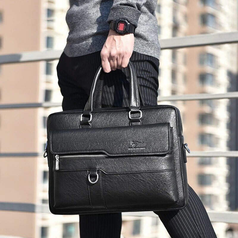 Men'S Leather Briefcase Lawyer Handbag Luxury Laptop 14Inch Shoulder Business Office Work Messenger Crossbody Side Designer Bag