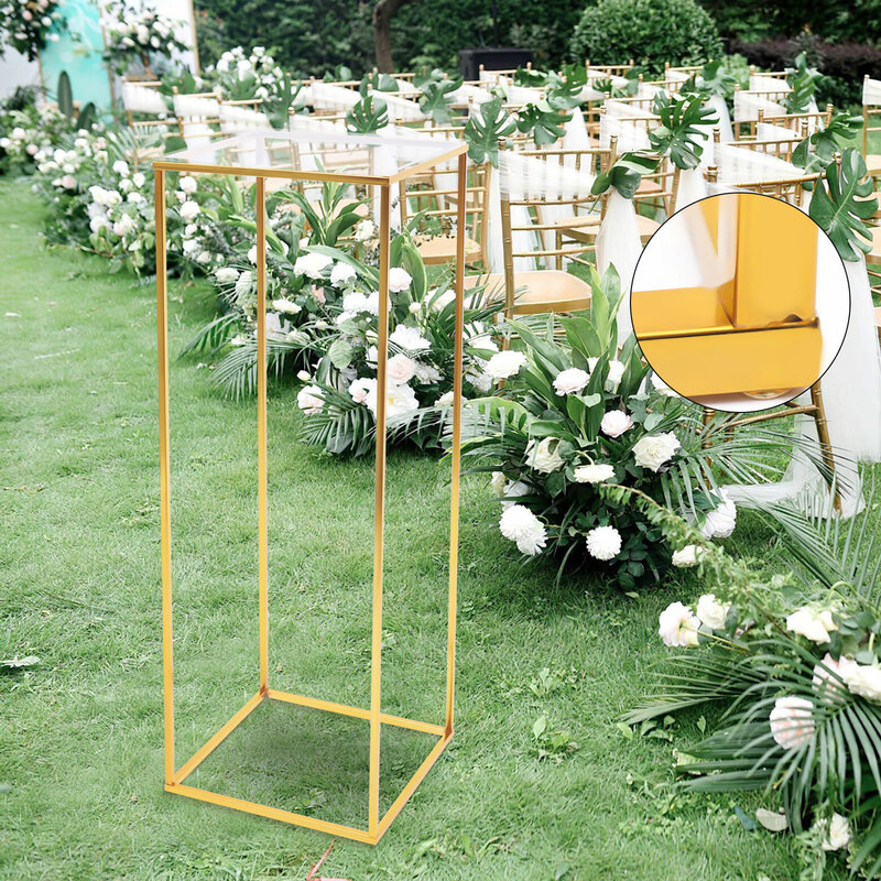 Transparent Top Flower Floor Stand Metal Column Flower Stand Arrangement For Wedding Party Dinner Centerpiece Decoration