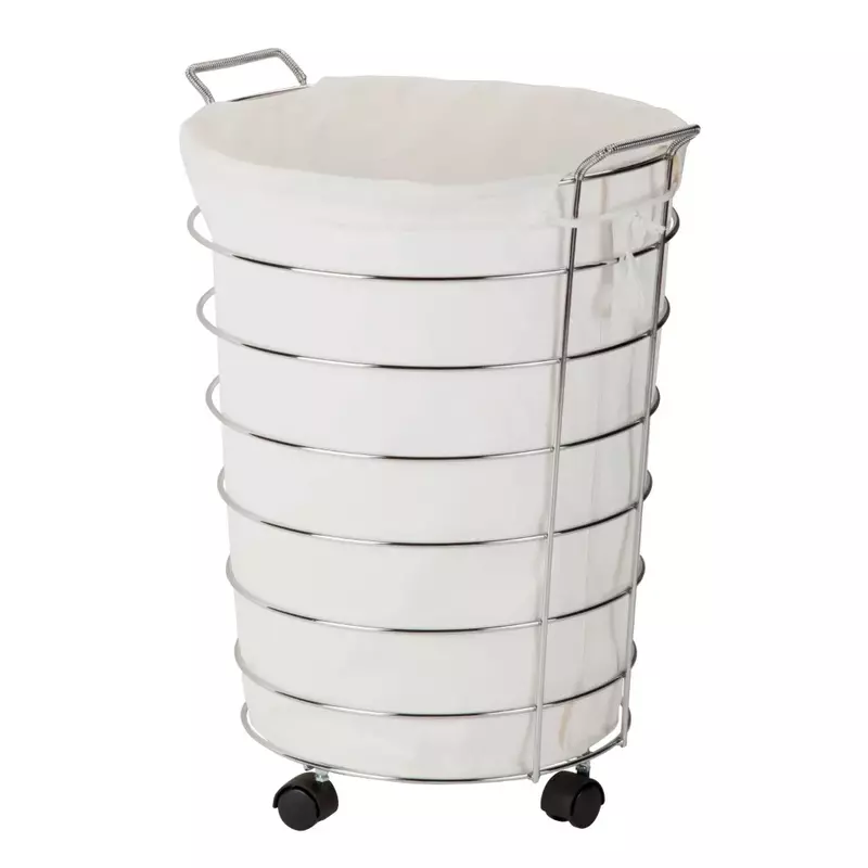 Honey Can Do Chrome Wire Rolling Laundry Hamper