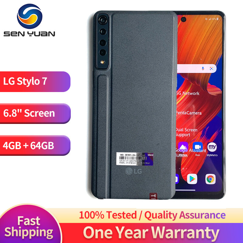 Original LG Stylo7  4G LTE Mobile Phone 6.8'' 4GB RAM 64GB ROM 20MP Octa-Core Android LG Stylo 7 K735MM Cell Phone