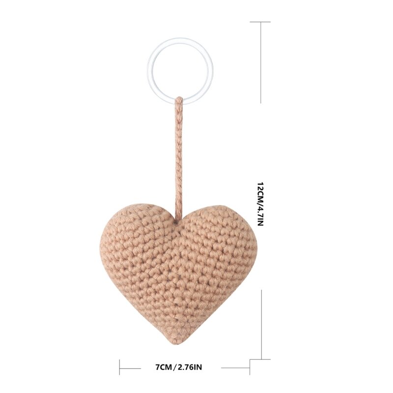 L5YA Kapas Suka Gantungan Kunci Kartun Jantung Crochet Hook Kunci Rantai Ransel Liontin