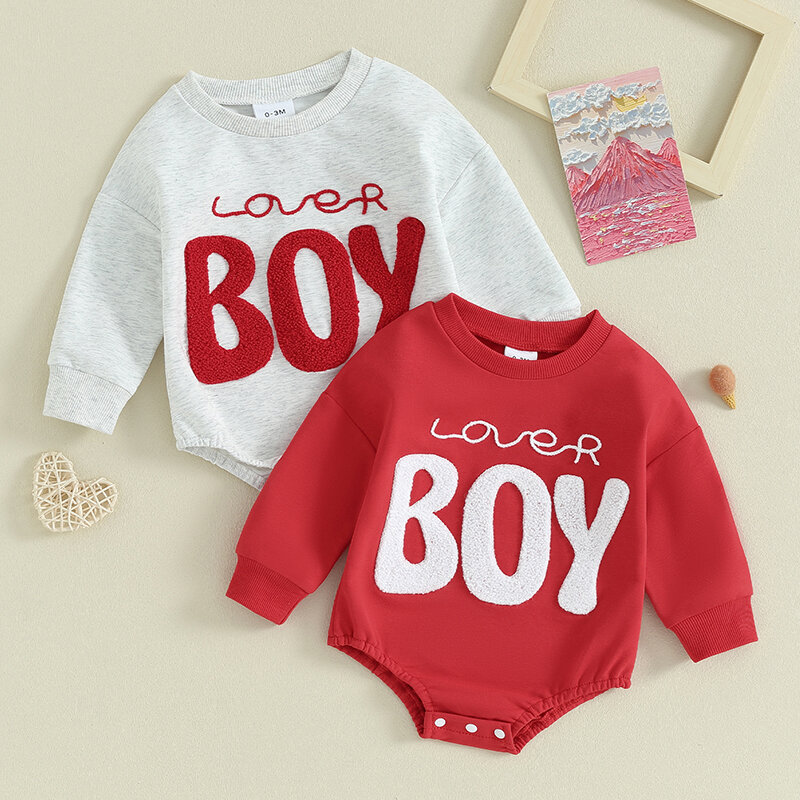 Lioraitiin-Sudadera de manga larga para bebé, Pelele con letras bordadas, ropa para el Día de San Valentín, 0-18 meses, 2023-11-21