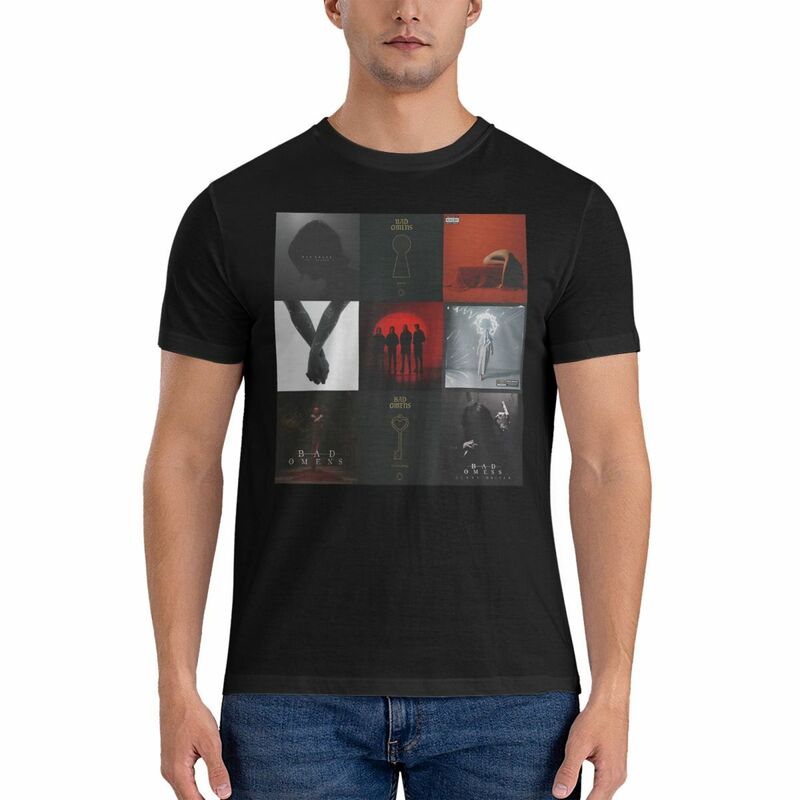 All Albums, Popular Singles And Members T-Shirt Men Bad Omens Vintage Cotton Tees O Neck Short Sleeve T Shirt Gift Tops