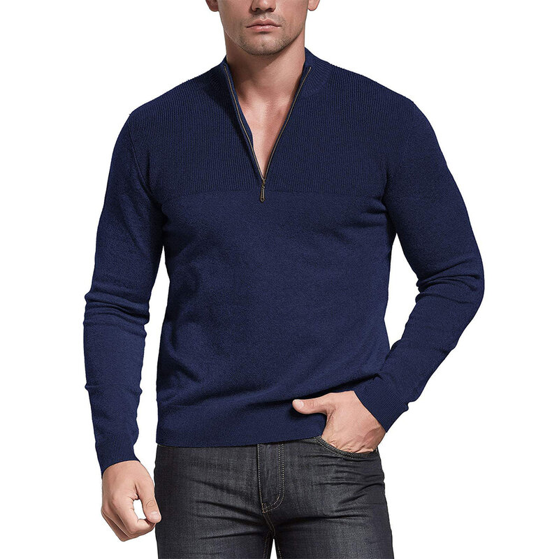 Свитер мужской повседневный, теплый трикотажный топ с длинным рукавом, средней длины, стрейч, праздничный пуловер