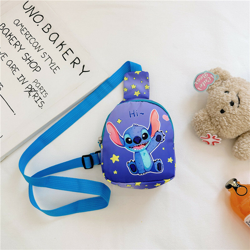 Disney Stitch Kinder Umhängetasche Cartoon lässig kleine Brusttasche Jungen und Mädchen leichte süße Hochleistungs-Umhängetasche