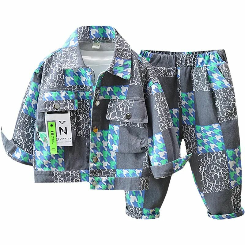 Kids Boy Clothing Set Children's Jacket Set 2023 New Boys Baby Fashion Coat Trouser Set Spring and Autumn