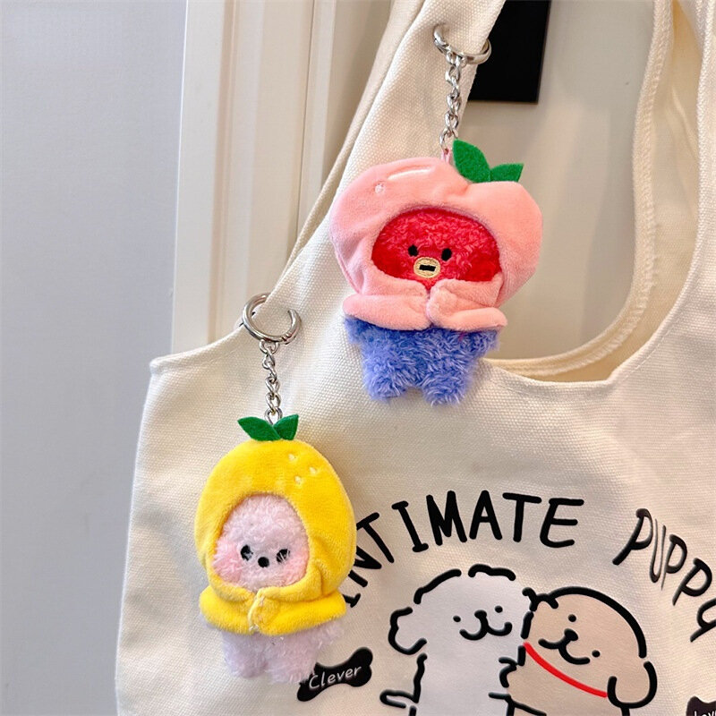 BEAST KINGDOM BT21 Fruit Head Cover Series Plush Pendant Anime Plush Keychain Cute Cartoon Bag Pendant Accessories Birthday Gift