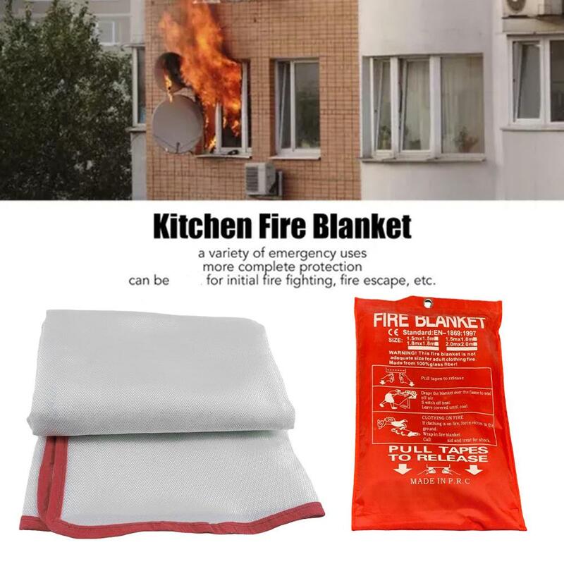 1.0M×1.0M Household Emergency Fire Blanket Fighting Fire Extinguishers Glass Fiber Flame Retardant Cloth Escape Safety Cover