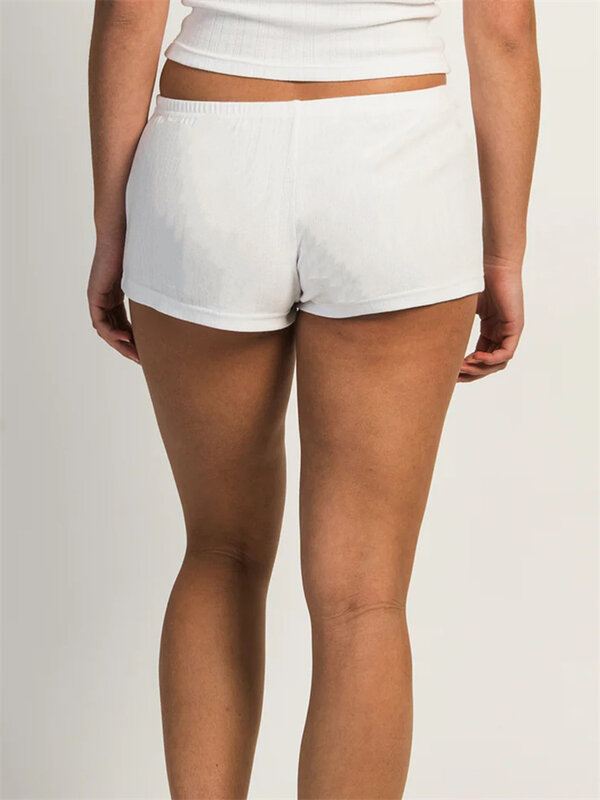CHRONSTYLE-pantalones cortos con lazo para mujer, Shorts de cintura elástica con botones, ajustados, color liso, ropa de calle, novedad de verano, 2024