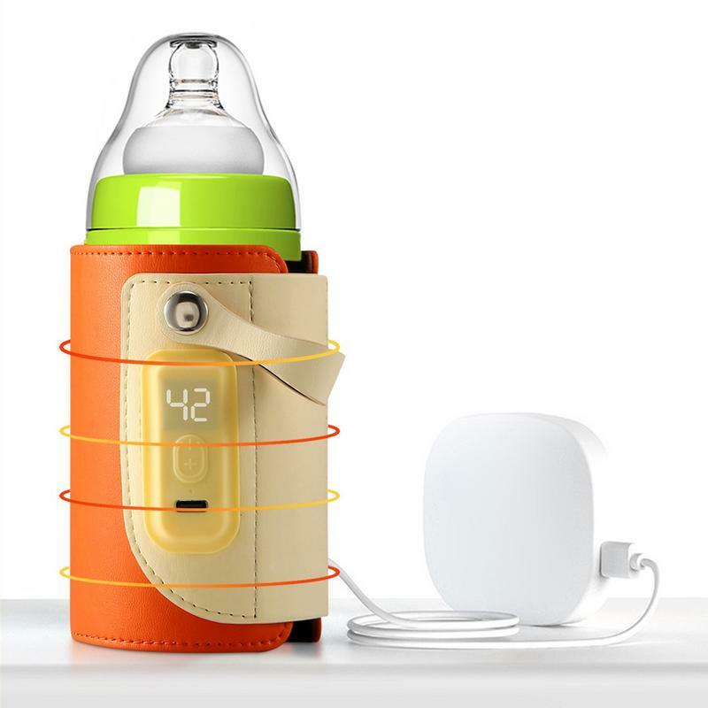 Calentador de botellas de leche para viaje, manga de calentamiento USB, aislante, calentamiento rápido, lactancia inteligente