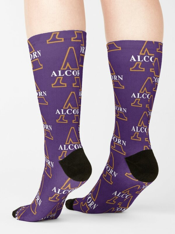 ถุงเท้ามหาวิทยาลัย alcorn State ถุงเท้าแฟชั่นสำหรับผู้ชายถุงเท้าดีไซน์เนอร์สำหรับผู้หญิง