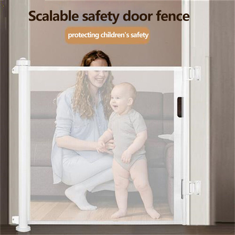Cerca protetora interior retrátil para crianças, Baby Safety Gate, Pet Isolation, Staircase Entrance, Crianças e criança, alta qualidade