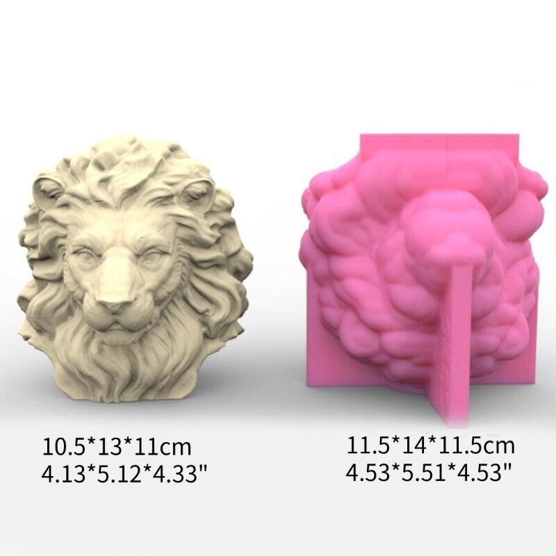 3D Lion Heads Vela Silicone Mold para Handmade Desktop Decor Gypsum Epóxi Resina Aroma Vela Molde para Decorações Home