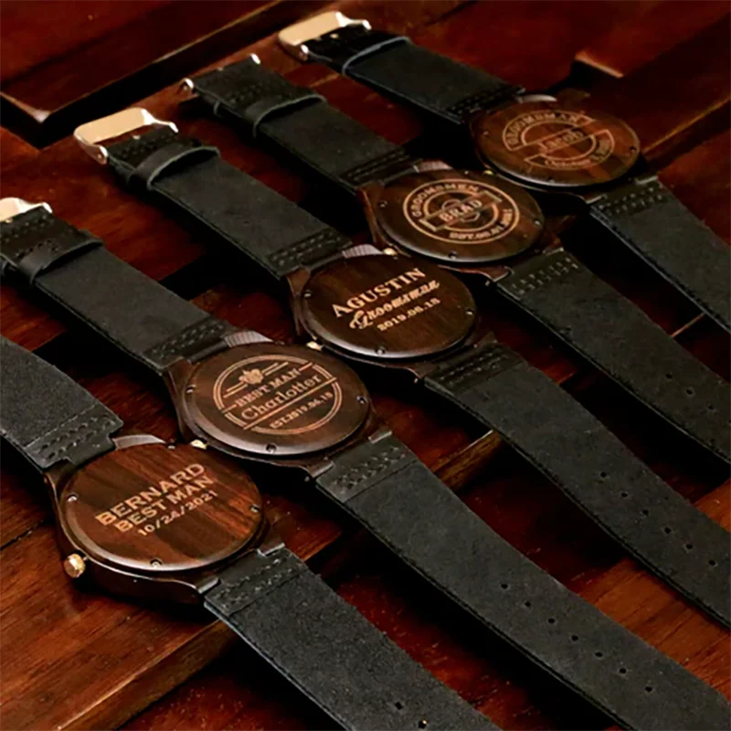 BOBO BIRD Wood Relógios, Presente personalizado dos padrinhos de casamento, Relógios de madeira gravados, Custom Best Man Obrigado presente para casamento