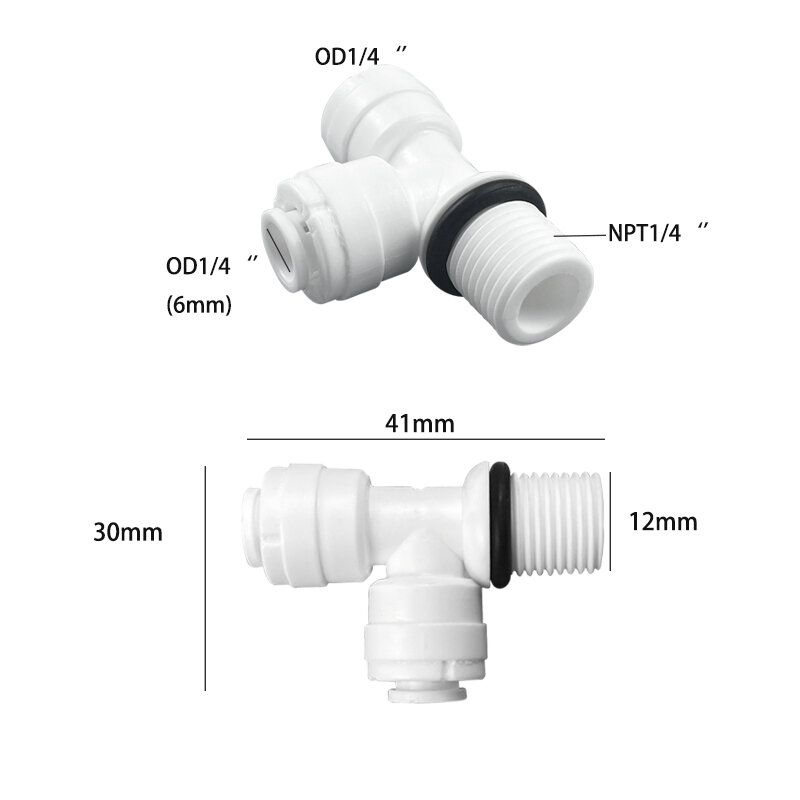 Accesorio de tubería de agua RO 1/4 OD manguera 1/4 "BSP rosca macho con anillo de sellado Sistema de conector rápido de plástico purifica paquete de 10 piezas
