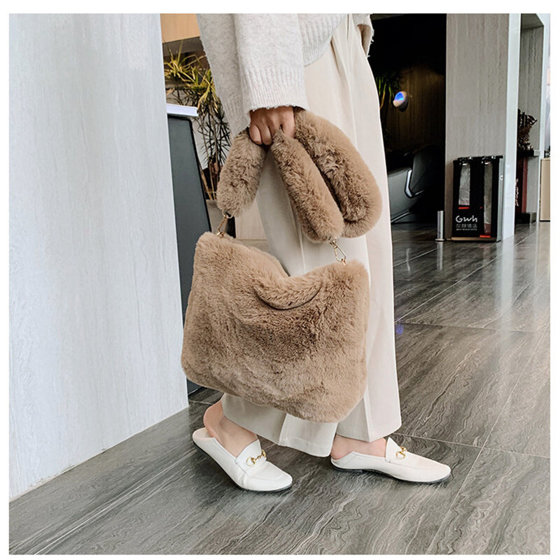 Winter soft warm fur bag Designer Women's Plush Shoulder Bags Large Capacity Messenger bag Hobo Handbag