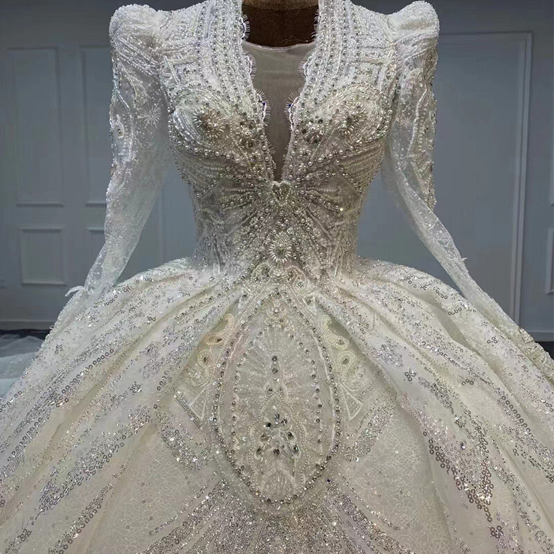 超微細-女性のための床の長さの結婚式のスーツ,人気のデザイン,完全な袖,結婚式のドレス,イスラム教徒のスパンコールのバスローブmn151