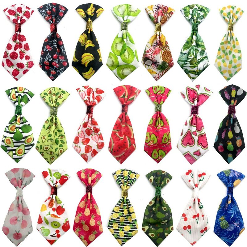 50/100pcs Mixcolor Pet Products Bowties Summer Fruit Style Removable Pet Collar Accessories Dog Bows Pet Supplies Dog Bowties