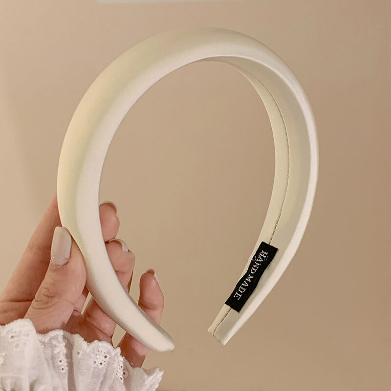 2024 New Satin Gloss High End Sponge Headband Women's Autumn Solid Color Simple and Elegant Accessories Hair Card