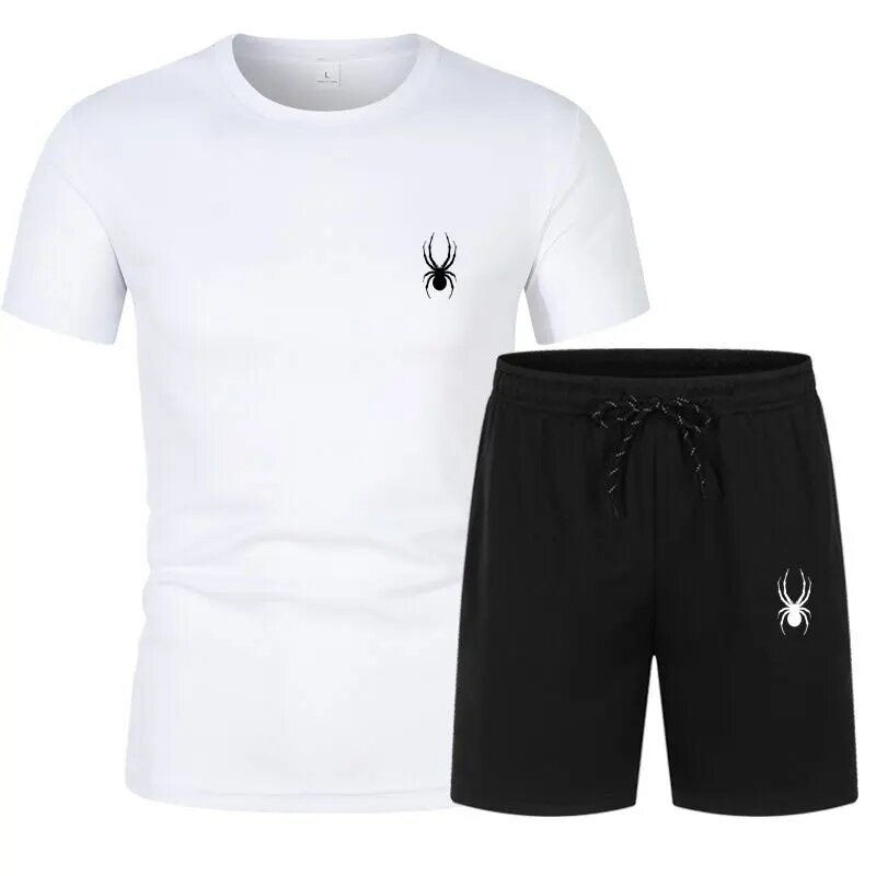 Мужской летний спортивный комплект 2024, удобный и дышащий сетчатый комплект для бега, спортивная одежда для бега и фитнеса, мужская тренировочная футболка
