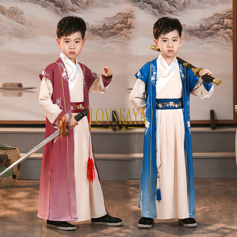 Kostum siswa, gaya Tiongkok, master sarjana, kostum penampilan tradisional untuk anak laki-laki, kostum Tang, kostum kuno tampan, musim panas