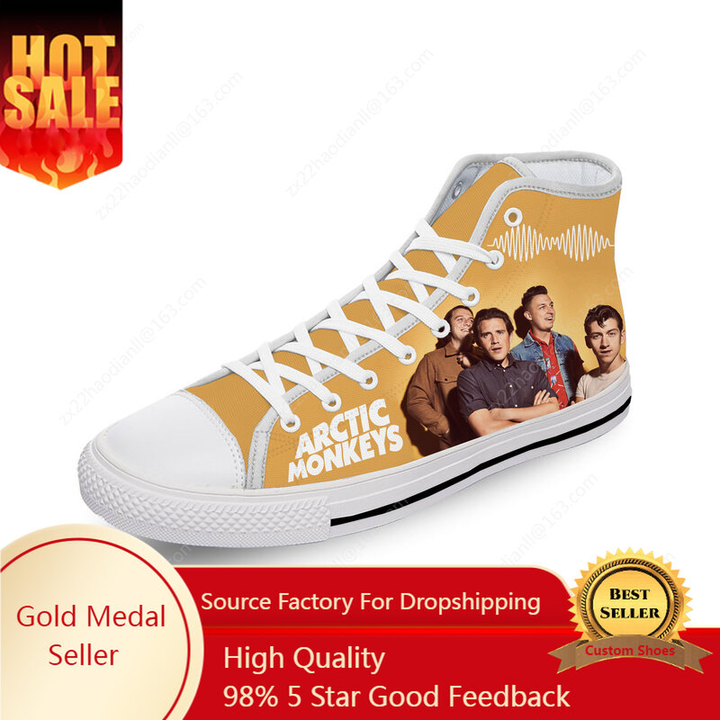 Arctic Monkeys-Zapatillas altas para hombre y mujer, zapatos informales para adolescentes, zapatillas de lona para correr, zapatos ligeros transpirables con estampado 3D