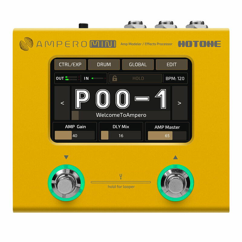 Hotone Ampero 미니 MP-50 기타 베이스 앰프 모델링, 멀티 이펙트 EU/US 전원 어댑터, 스테레오 OTG USB 오디오