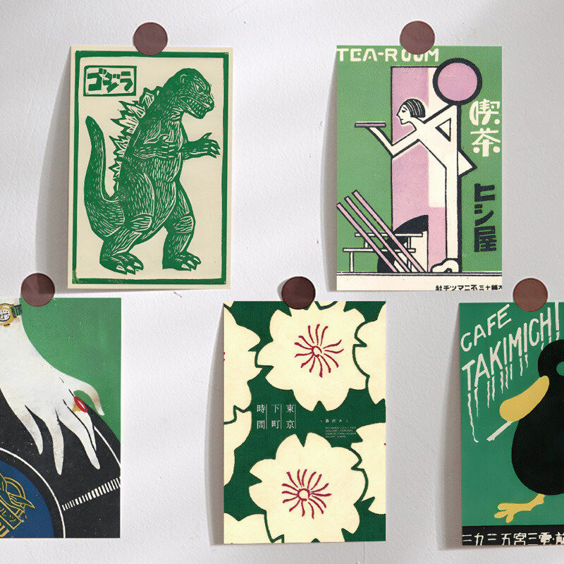 Cartes postales de dessin animé artistique abstrait japonais, Ins mignon, fond décoratif, accessoires photo, carte de message drôle Kawaii, 10 feuilles